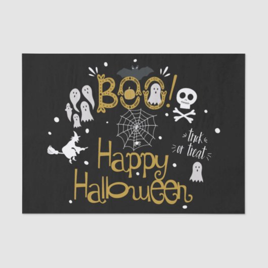 Boo Happy Halloween Whimsical Custom Gift Wrap Tissuepapier (Voorkant)