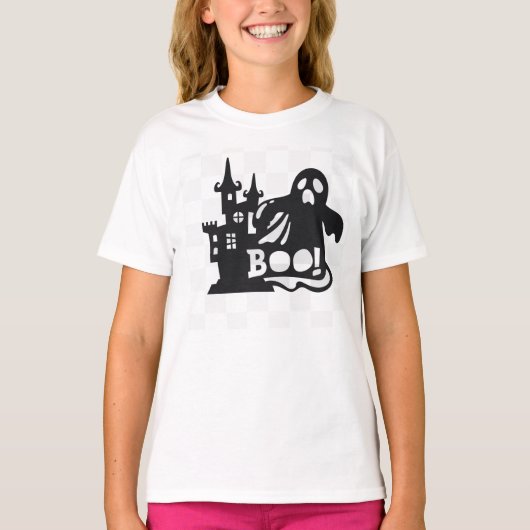Boo Haunted House en Ghost T-shirt (Voorkant)