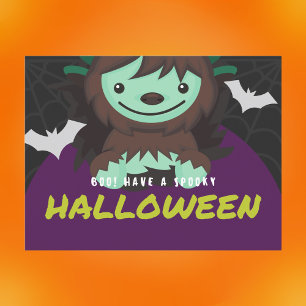 Boo Have a Spooky Halloween Schattigee Zombie Kind Feestdagenkaart
