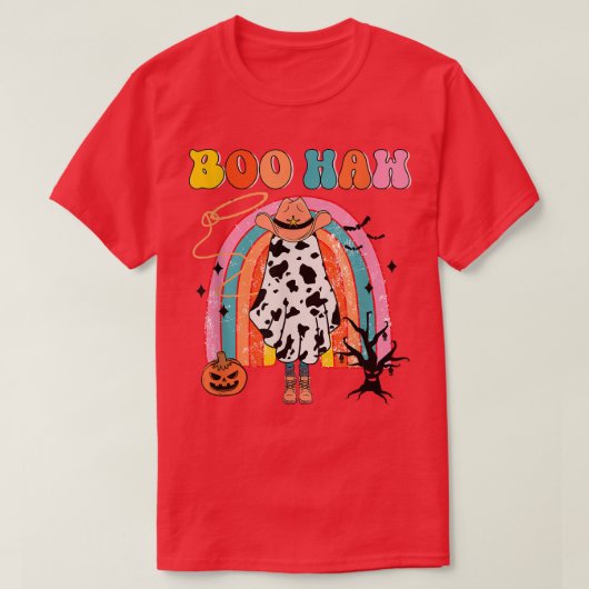 Boo Haw Cowboy Halloween Cowgirl Ghost Westerne Re T-shirt (Design voorkant)