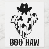 Boo Haw Funny Halloween Costume Ghost Western Spoo Wijn Etiket (Enkel label)