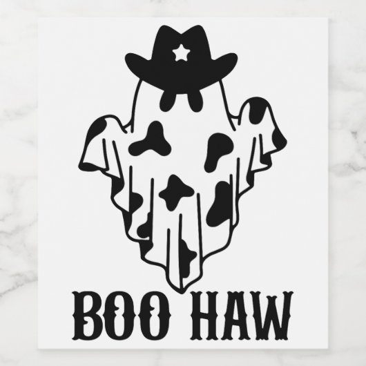 Boo Haw Funny Halloween Costume Ghost Western Spoo Wijn Etiket (Enkel label)