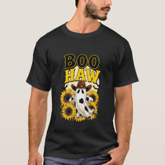 Boo Haw Ghost Halloween Country Western Spooky Cow T-shirt