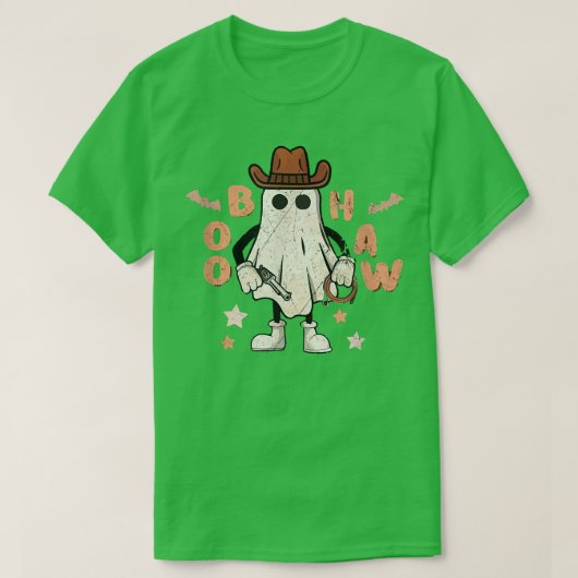 Boo Haw Ghost Rodeo Western Land Halloween Cowb T-shirt (Design voorkant)