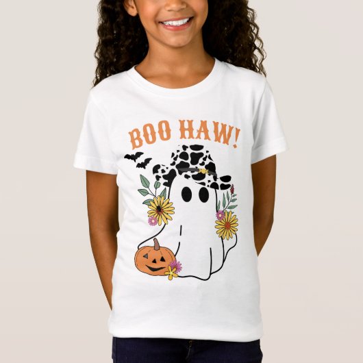 Boo Haw herfst Halloween westerne cowboy geest T-shirt (Voorkant)
