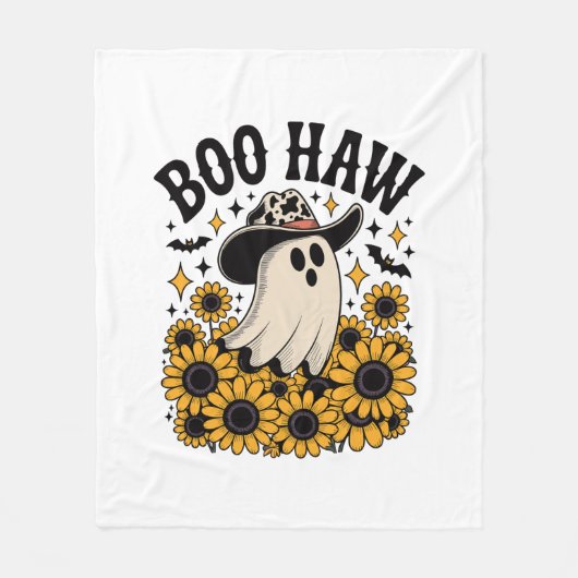 Boo Haw Koe Ghost Western Halloween Fleece Deken (Voorkant)