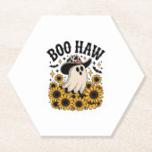 Boo Haw Koe Ghost Western Halloween Kartonnen Onderzetters (Voorkant)