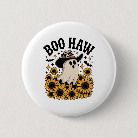 Boo Haw Koe Ghost Western Halloween Ronde Button 5,7 Cm (Voorkant)