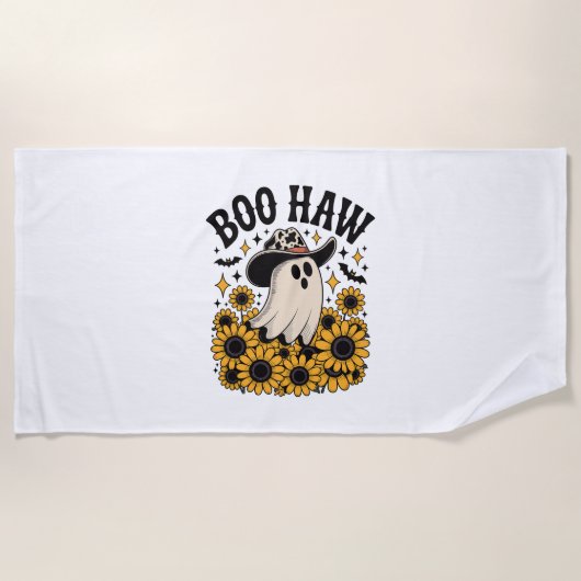 Boo Haw Koe Ghost Western Halloween Strandlaken (Voorkant)