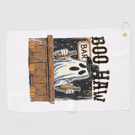 Boo Haw Retro Western Halloween Golfhanddoek (Horizontaal)
