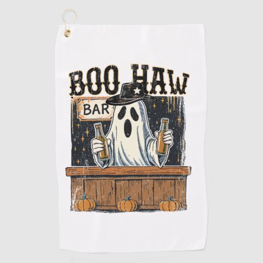 Boo Haw Retro Western Halloween Golfhanddoek (Voorkant)