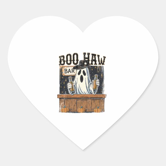 Boo Haw Retro Western Halloween Hart Sticker (Voorkant)
