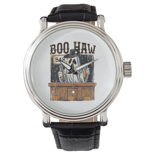 Boo Haw Retro Western Halloween Horloge (Voorkant)