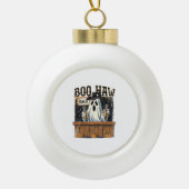 Boo Haw Retro Western Halloween Keramische Bal Ornament (Voorkant)