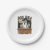 Boo Haw Retro Western Halloween Papieren Bordje (Voorkant)