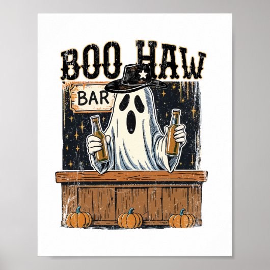 Boo Haw Retro Western Halloween Poster (Voorkant)