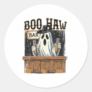 Boo Haw Retro Western Halloween Ronde Sticker