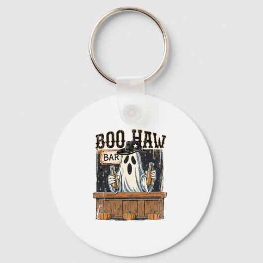 Boo Haw Retro Western Halloween Sleutelhanger (Voorkant)