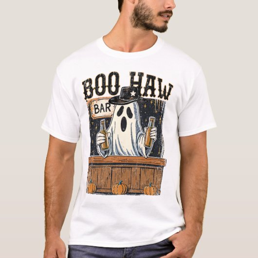 Boo Haw Retro Westers Halloween T-shirt (Voorkant)