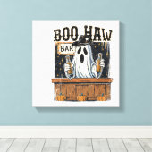 Boo Haw Retro Westerse Halloween Canvas Afdruk (Insitu (Houten vloer))
