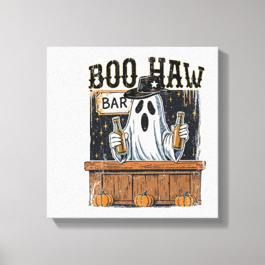 Boo Haw Retro Westerse Halloween Canvas Afdruk (Voorkant)