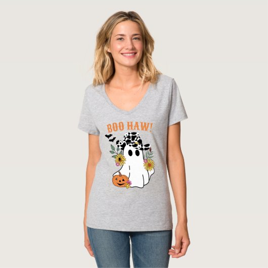 Boo Haw western Halloween boho cowboy geest T-shirt (Voorkant volledig)