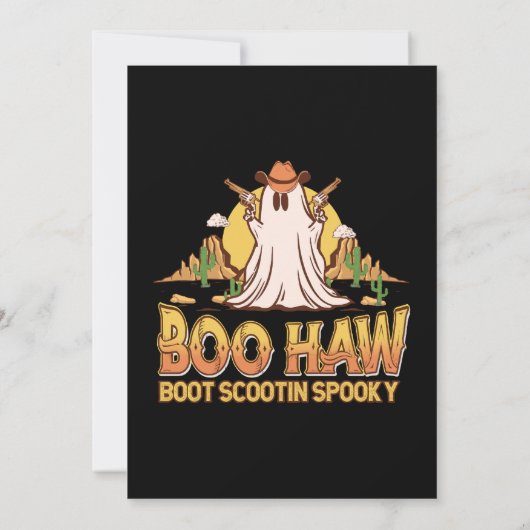 Boo Haw Western Halloween  Ghost Funny Schattige Kaart (Achterkant)