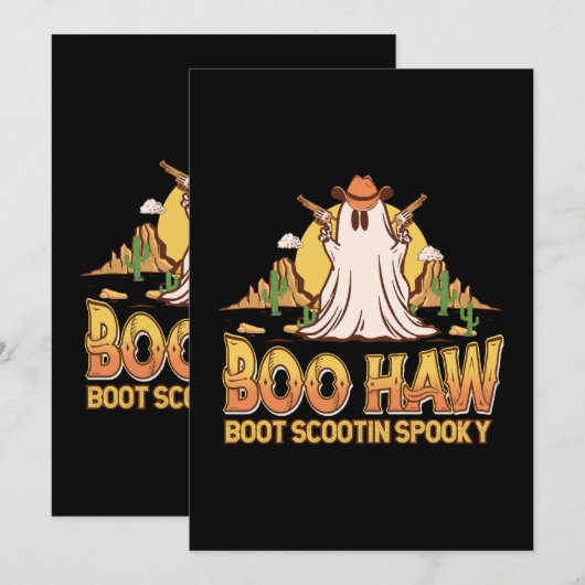 Boo Haw Western Halloween  Ghost Funny Schattige Kaart (Voorkant / Achterkant)
