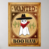 Boo Haw. Westerne Retro Cowboy Ghost Gezocht Poster (Voorkant)