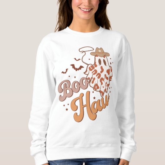 Boo Haw Westerne Retro Halloween Ghost Trui (Voorkant)