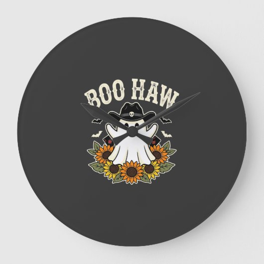 Boo Haw Westers Halloween Geest Ontwerp Grote Klok (Voorkant)
