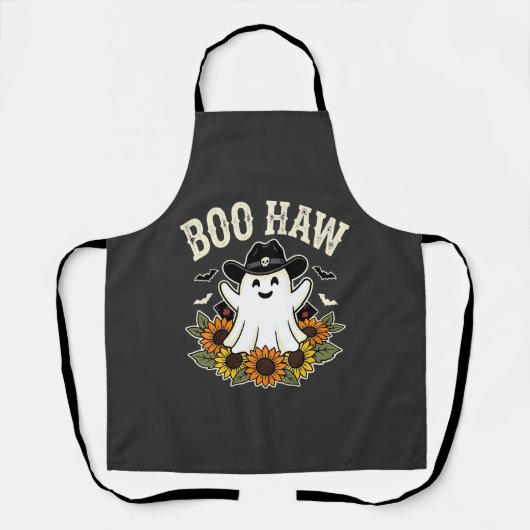 Boo Haw Westers Halloween Geest Ontwerp Schort (Voorkant)