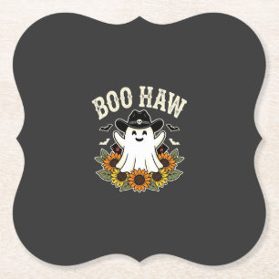 Boo Haw Westers Halloween Spoken Ontwerp Kartonnen Onderzetters