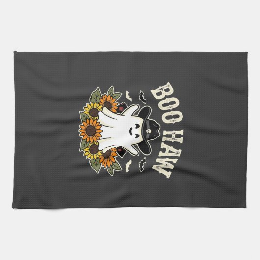 Boo Haw Westers Halloween Spoken Ontwerp Theedoek (Horizontaal)
