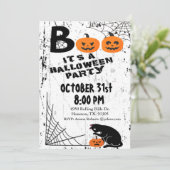 Boo Het is Halloween Feestuitnodiging Kaart (Staand voorkant)