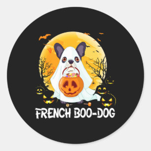 Boo Hond Frans Bulldog Boo Halloween Fun Ronde Sticker