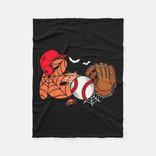 Boo Honkbal Halloween Speler Catcher Pitcher Spoo Fleece Deken (Voorkant)
