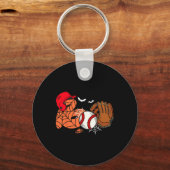 Boo Honkbal Halloween Speler Catcher Pitcher Spoo Sleutelhanger (Voorkant)