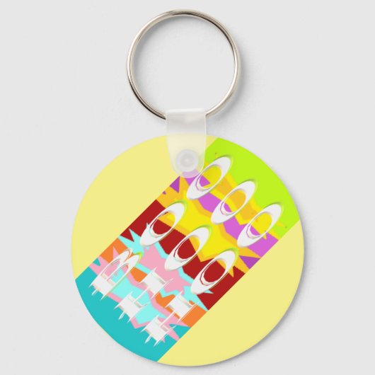 Boo Hoo design flash kleuren witte tekst Bu Sleutelhanger (Voorkant)