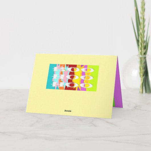 Boo Hoo design flitskleuren witte tekst Kaart (Achterkant)