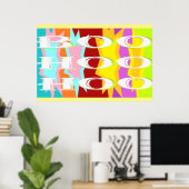 Boo Hoo design flitskleuren witte tekst Poster (Thuiskantoor)