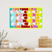 Boo Hoo design flitskleuren witte tekst Poster (Keuken)