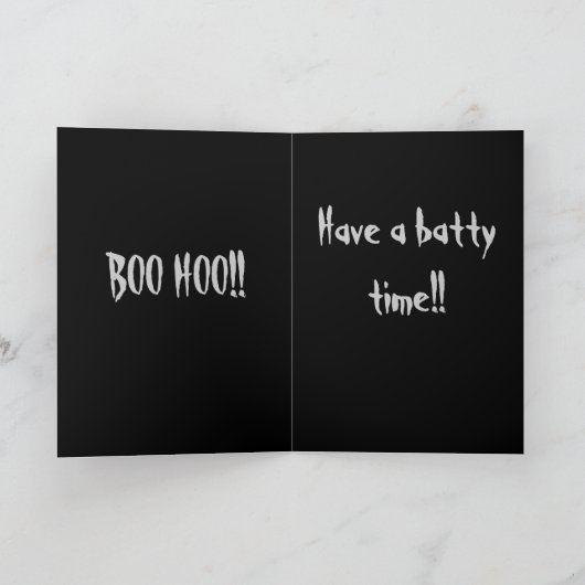 Boo Hoo Have a Batty Time Halloween Kaart (Binnen)