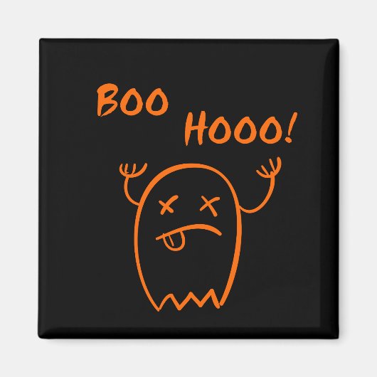 Boo Hooo Halloween Ghost Dark Monotone Magneet (Voorkant)