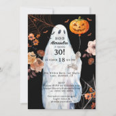 Boo Ik ben 30 Halloween Spooky Floral Ghost Birthd Kaart (Voorkant)