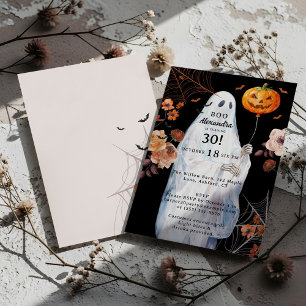 Boo Ik ben 30 Halloween Spooky Floral Ghost Birthd Kaart