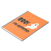 Boo. Ik ben Autistisch. Ghost t-shirt. Notitieboek (Linkerzijde)