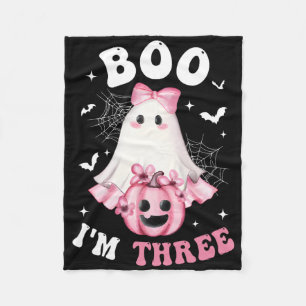 Boo Ik ben Drie 3e Verjaardag Meisje Roze Bow Pomp Fleece Deken
