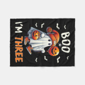 Boo Ik ben Drie Spook 3e Verjaardag Halloween Boy  Fleece Deken (Voorkant (Horizontaal))