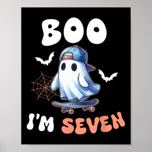 Boo Ik ben Seven Ghost Skateboard 7e Verjaardag Ha Poster